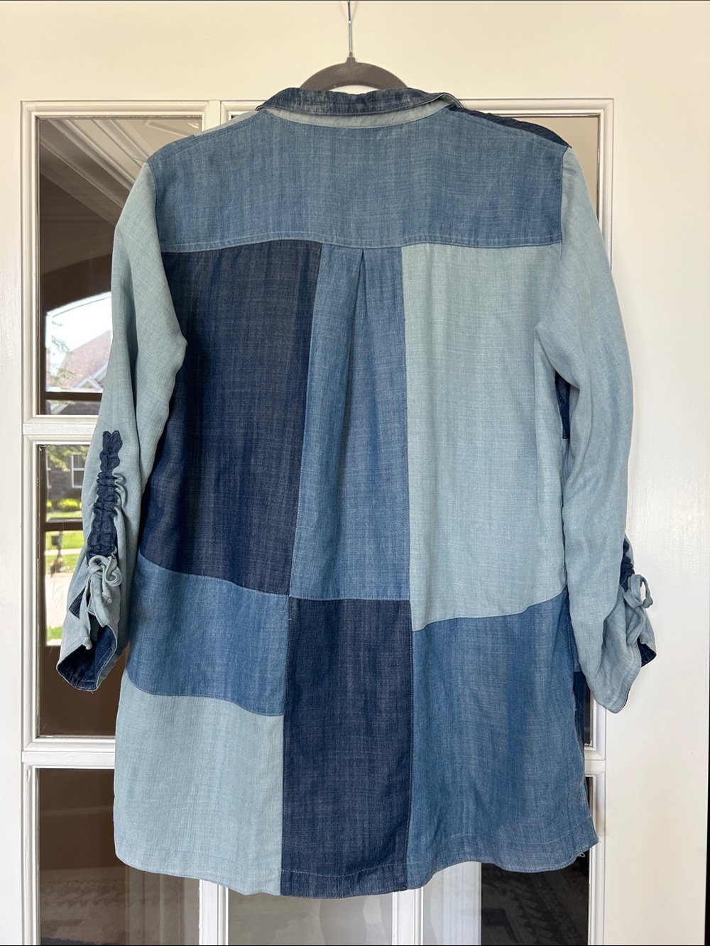 John Mark Patchwork Blue Denim Tunic Top - Picture 6 of 7